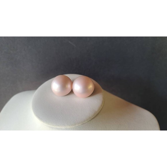 Iridescent Pink Dome Clip-on Earrings - Picture 2 of 10